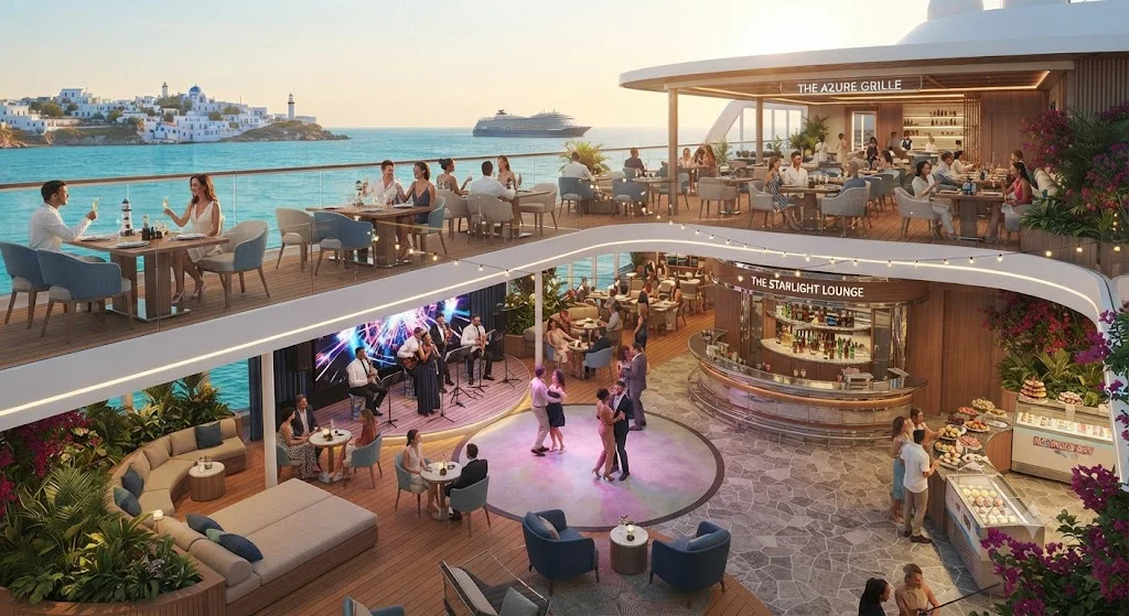 Onboard dining and entertainment deck