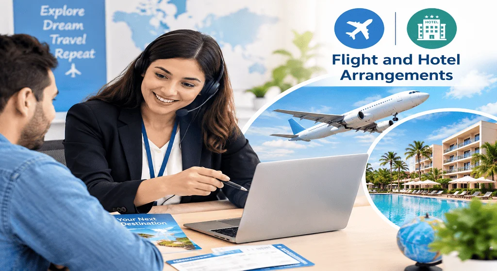 Flight and hotel arrangements